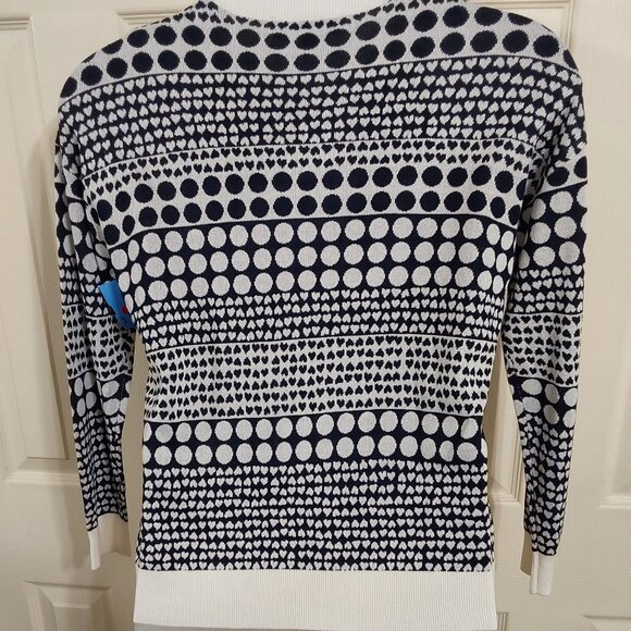 Loft Heart Dot Mixed Pattern Crewneck Sweater NWOT Sz M - Picture 3 of 4